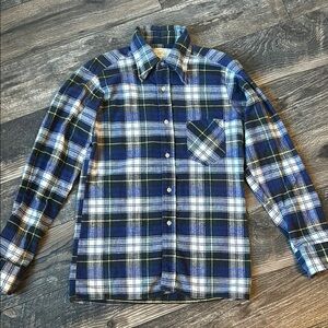 Vintage 90’s County Seat Blue Plaid Men's Flannel Shirt Size M